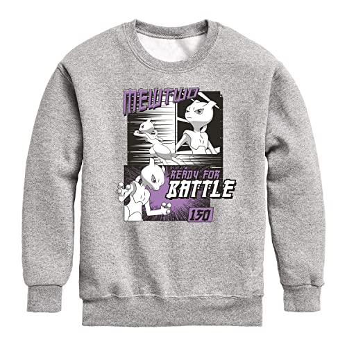HYBRID APPAREL - Pokémon - Mewtwo Ready for Battle - Youth Crewneck Fleece Sweatshirt