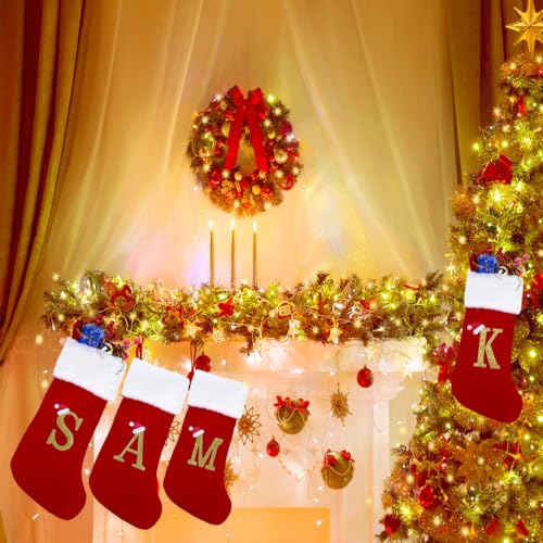 EHJYO 20 Inches Monogram Christmas Stockings with Letters Large Super Soft Christmas Stockings, Red Velvet with White Plush Cuff Embroidered Xmas Stocking for Christmas Family Decor Letter L by EHJYO - Image 6