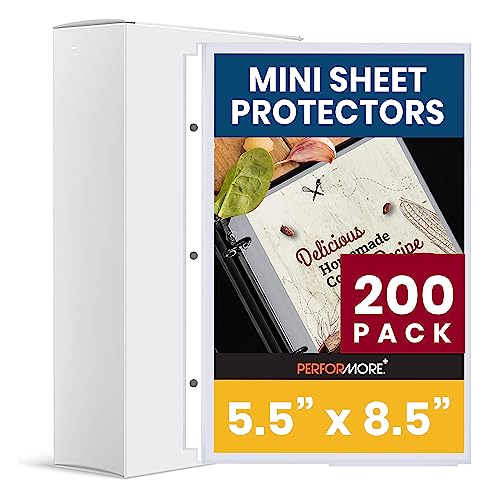 Office Werks Heavyweight Clear Mini Sheet Protectors Holds 5.5 x 8.5 Inches Sheets Fits a 3-Ring Binder Crystal Clear Acid-Free Archival Safe with Reinforced Holes Top Loading (200 Pack)