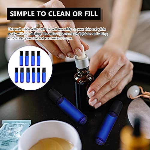 Toyvian 10Pcs 10Ml Tubo Rollerball Rolo Em Frascos de Vidro de Óleo Essencial Bolas de Rolo de Aço I