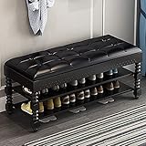 Aufbewahrungsbank, Schuh-Organizer für den Eingangsbereich, 2-stöckiges Schuhregal, Sitzbank mit Ledersitz, Aufbewahrungskisten für Foyer, Schlafzimmer, Wohnzimmer, Akzentmöbel, maximale Traglast 200