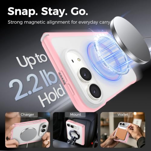 Slim for iPhone Duo Case Fit for MagSafe with Screen Protector, Pink | Hinge Protection, Translucent Matte Magnetic Back, 18FT Military Grade Drop Proof, Phone Case for iPhone Duo - image 5