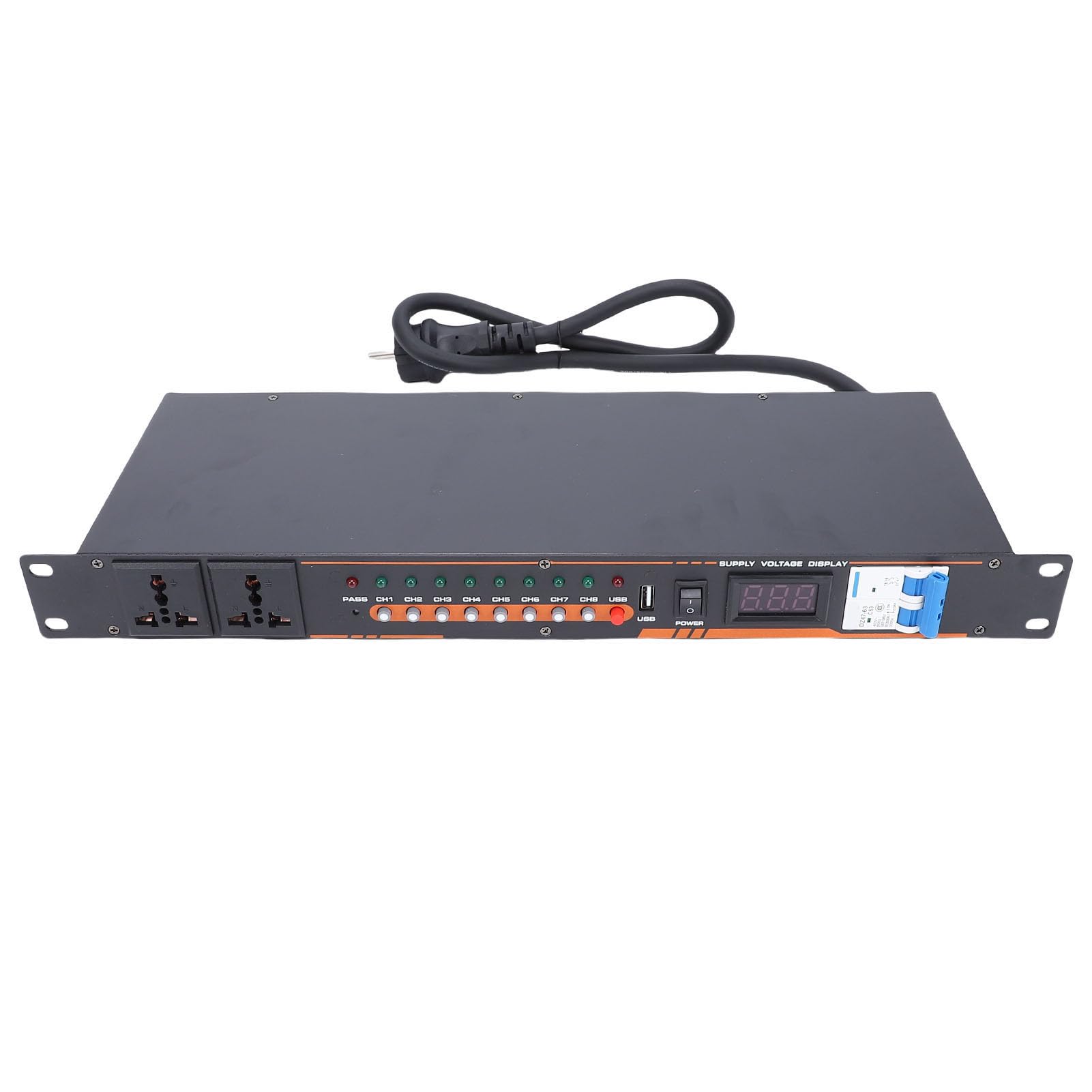 PUSOKEI Sequenziatore di Potenza a 10 Uscite, Controller per Apparecchiature Audio Ad Alta Potenza con Display Digitale della Tensione, per PA da Studio con Amplificatore da Palco (Spina europea)