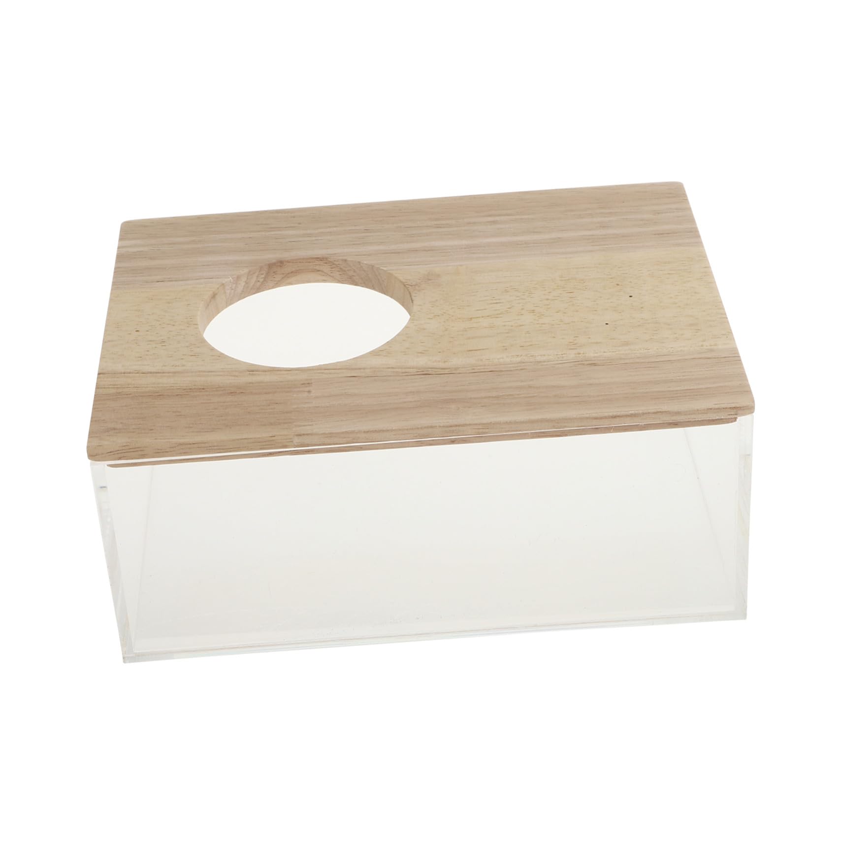 KOMBIUDA Transparente Multifunktions Sandbadbox aus Acryl und Holz für Hamster Dekorative Hamster Badewanne für Zuhause und Sichere Sandbäder