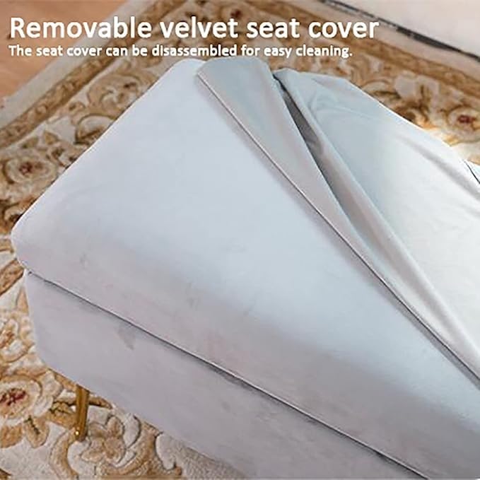 Banc de rangement velours blanc pour ranger une entrée encombrée - 3