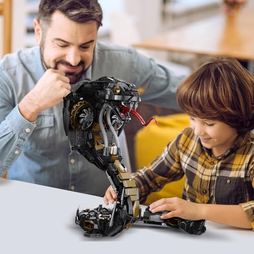Image of Mechanical Snake Building Block Set 1036PCS Mecha Snake Model Kit with Movable Joints Cyberpunk Animal Art Frame Decor Toy STEM Building Toy for Kids 8+ Adults Collectors Compatible with Lego
