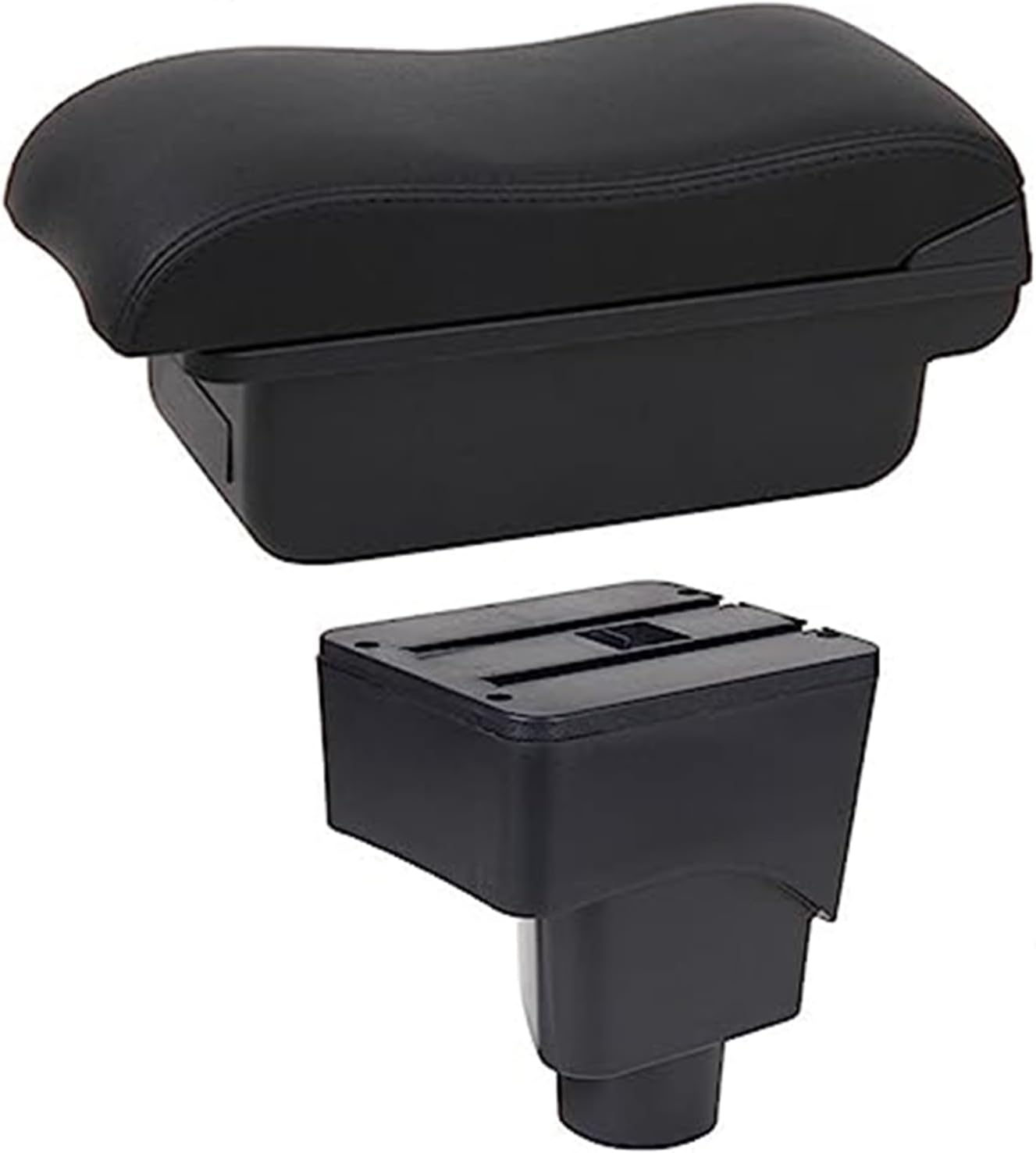Car Armrest Box Car Arm Rest Center Console Storage USB Car Accessory, for ford, for Ecosport, 2013-2017 Car Armrest Box(BLACK C2 White Line)