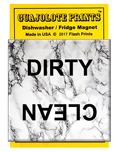 Guajolote Prints Dishwasher Magnet, Clean Dirty Sign, Strong Metal, Elegant Marble Design, 1 Count, 2.5 x 2.5 inches