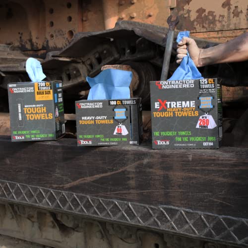 Heavy-Duty Tough Towels, Blue Shop Towels, Disposable Shop Towels, High Durability, Very Low Lint, Made In Usa, 100 Sheets, 9"X16.75" / Ce Tools #TOP5