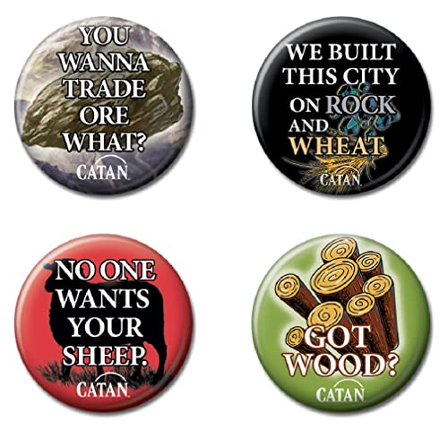 CATAN boutons de collection Ata-Boy - Lot de 4 badges de 3,2 cm pour fans de jeux de société