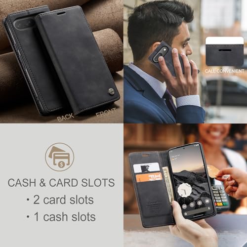 Cracedily for Google Pixel 9 / Pixel 9 Pro Case, Flip Wallet Leather Case with Card Holder Magnetic Closure Shockproof Kickstand Protective Phone Cases Cover for Google Pixel 9 Pro,Black - image 6