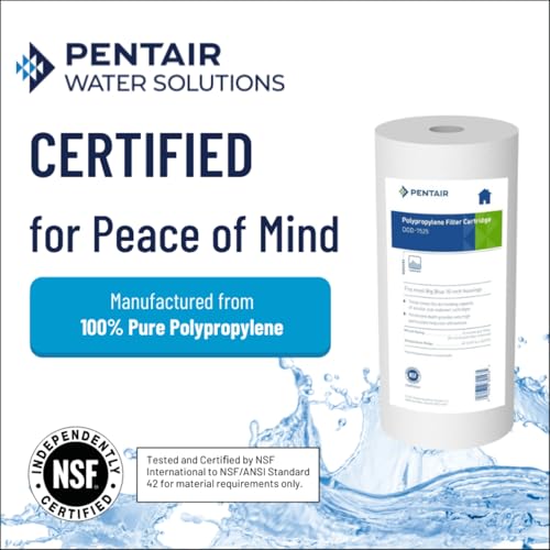 Image of Pentair Pentek DGD-7525 Big Blue Water Filter, 10-Inch Whole House Sediment Filter Cartridge Replacement, Dual-Gradient Density Spun Polypropylene, 10 inch x 4.5 inch, 25 Micron, Pack of 1