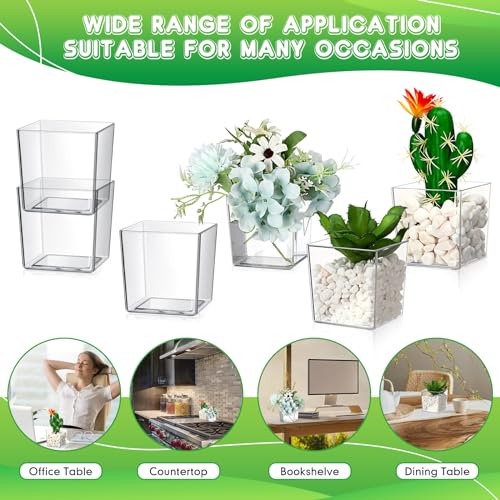 Tioncy BOO-TIONCY-7667 24 Pieces Clear Cube Flower Vase 3'' X 3'' X 3'' Flower Acrylic Vase Square Candle Holders Decorative Centerpiece thumb #2