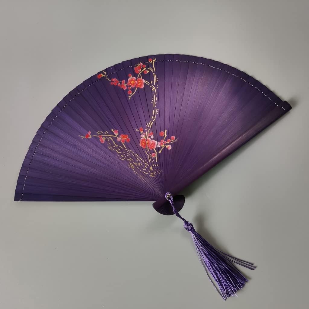 HKGFAYO スプレー塗装 扇子 塗装 踊り扇子 中空彫刻扇子 レトロクラフト 木製扇風機 古典扇子(B)