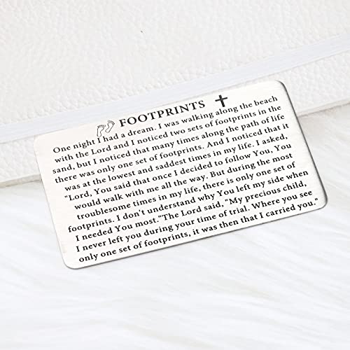 FUSTMW Poem Gifts Metal Wallet Insert Card It Was Then That i Carried You Engraved Wallet Card4