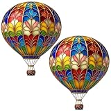 2 Stück Heißluftballon Deko, Heißluftballon Solar Für Garten- Und Fensterdekoration, Kinderzimmerdekoration, Partydekoration, Geschenkidee, 15 * 20 cm