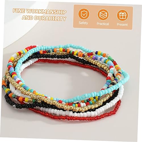 Tobilleras con cuentas para mujer ajustables que no aprietan hechas a mano sin metal 3