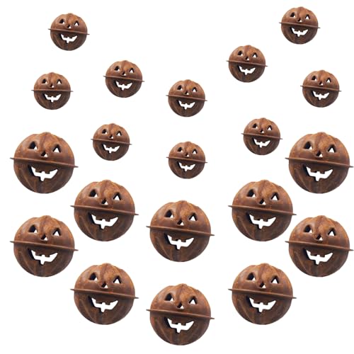 Summerween Rusty Metal Rustic Pumpkin Jack o Lantern Decorative Craft Jingle Bells Ornaments for Halloween Fall Thanksgiving Crafting Wreath (Rusty Pumpkin)