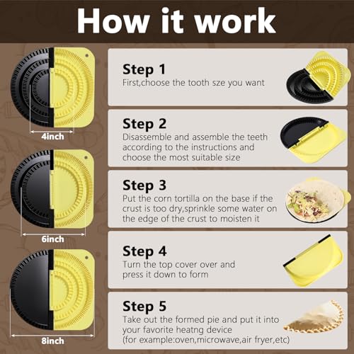 Image of Nesting Tortilla Sealer & Crimper 4 /6 /8-Inch Detachable Press BPA-Free Food-Grade Plastic Leak-Proof Seal for Quesadillas Burritos Tacos Dumplings & Empanadas Dishwasher Safe