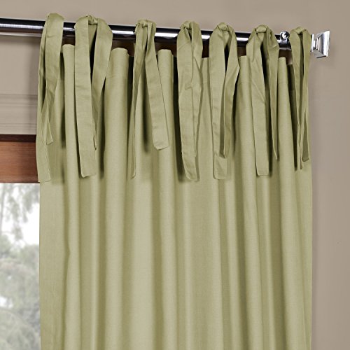 Image of HPD Half Price Drapes Solid Tie Top Cotton Curtains 96 Inches Long (1 Panel) Luxury Light Filtering Curtains for Living Room, Modern Semi Sheer Curtain for Bedroom, 50W X 96L, Mountain Moss
