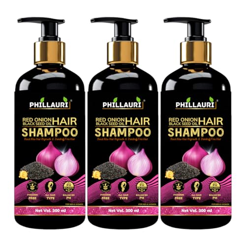 Image of Red Onion & Black Seed Shampoo Anti Dandruff | Strong Smooth and Silky | Shampoo | 900ml (Pack of 3) |