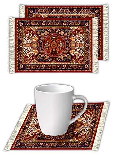 Buy Nourish Mini Carpet Coaster, Set of 2 Pcs, 3.5x5 Inches, Navy ...