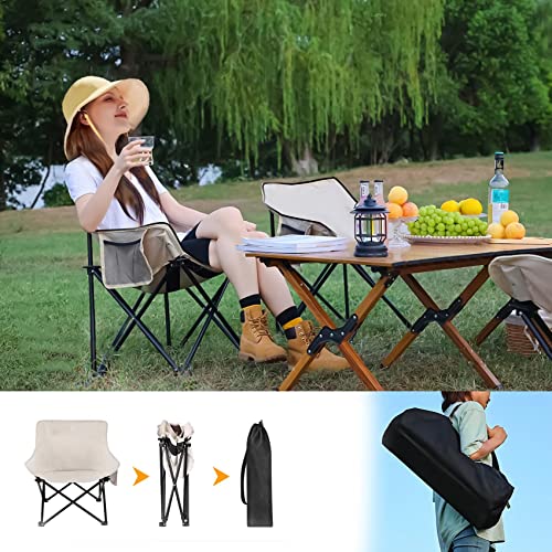 Mrtlloa Portable Folding Camping Chairs, Thicken 600D Oxford, Heavy Duty Lawn Chair Support 300 Lbs, Outdoor Chair With Side Pockets For Hiking, Beach, Fishing(Beige) #TOP5