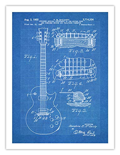 Les Paul Guitar Poster Blueprint Us Patent Poster Print 18x24 Vintage Reproduction Gift...