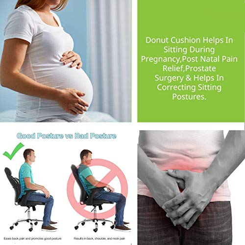 Image of ZAXTY Donut Ring Pillow Coccyx Cushion for Piles Haemorrhoid Coccyx Sciatica Tailbone Back Pain Fistula Prostate Post Natal Pain Relief Chair & Car Seat Comfort Cushion Home /Office |Blue|Universal