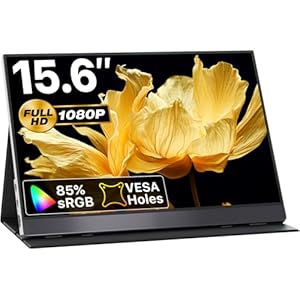 VisionOwl Monitor portátil de 15.6 pulgadas, pantalla de viaje FHD 1080P FreeSync sin marco, pantalla de computadora USB-C con altavoces HDMI tipo C para computadora portátil, Mac Surface PS4/5 Xbox,