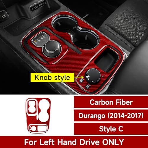 Image of Car Gear Shift Panel Decals for 2014-2017 Dodge Durango Accessories Carbon Fiber Interior Stickers, Knob Style