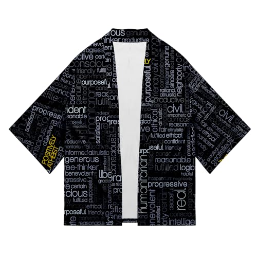 AMOMA Men Japanese Kimono Lightweight Loose Breathable Casual Cardigan Coat Top Yukata Jacket(4XL,Color06)3