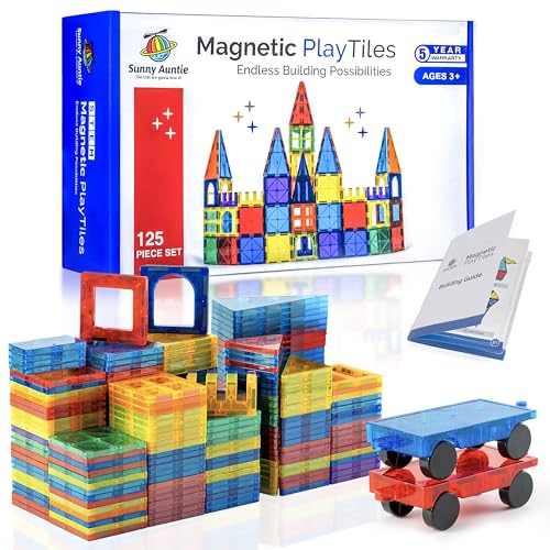 SUNNY AUNTIE Magnetic Tiles 125 PCS XL Building...
