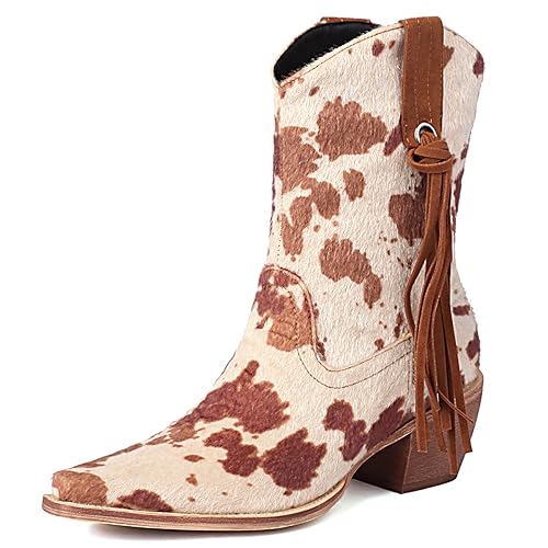 Scaoruki Women Fashion Cowgirl Ankle Boots