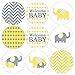 Yellow Elephant Baby Shower Favor Stickers - 180 Labels