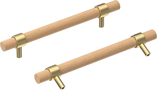 Tiradores de madera para cajones, paquete de 4 manijas de madera de haya de 9 pulgadas, adecuadas para cocina, sala de estar, dormitorio, baño y