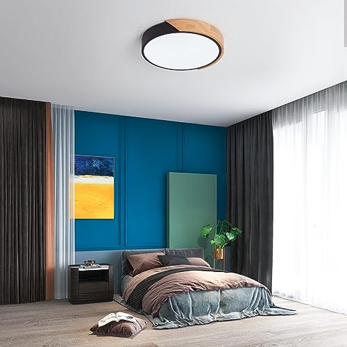LuFun Ceiling Lights 24W, Flush Mount Light Fixture Black,Indoor Wooden Round Modern Led Ceiling Lights Ø30cm for Living Room Bedroom Kitchen Lounge Hallway Home Office,6500K Cool White Light - Cosy Home Interiors LuFun Ceiling Lights 24W, Flush Mount Light Fixture Black,Indoor Wooden Round Modern Led Ceiling Lights Ø30cm for Living Room Bedroom Kitchen Lounge Hallway Home Office,6500K Cool White Light - Image 7
