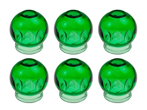 6 x Farbige Schröpfgläser aus Glas für Feuerschröpfen | Vakuum Massage | Farbe: Grün | Durchmesser: ca. 5,5 cm