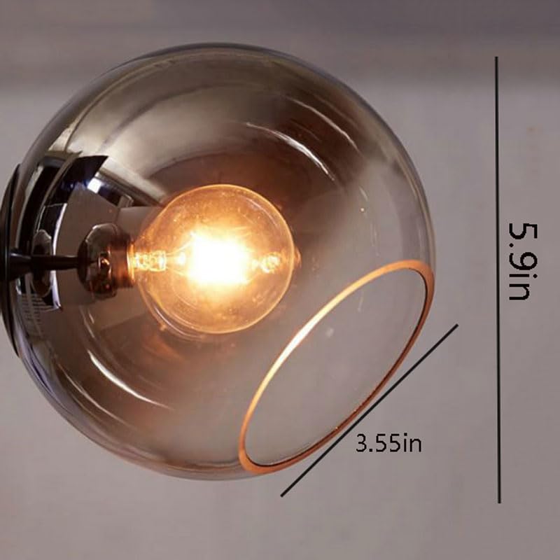Abat-jour Globe En Verre Fumé 15 Cm - Pour Suspension, Remplacement Facile, Style Industriel