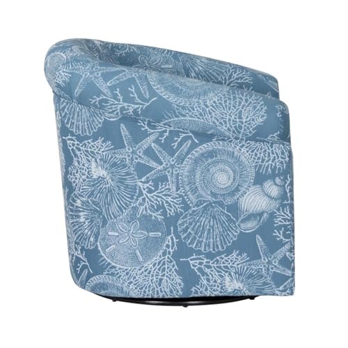 Powell Linon Rhea Swivel Coastal Wood Upholstered Club Chair in Blue - Image 5