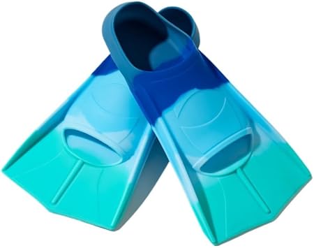 Unisex Swimming Fins Free Shape Flat Swimming Full Silicone Short Fin for Kids Lightweight Diving Equipment for Adults S Recommended Size 9.1-9.4 inches 23-24 cm, Five Color Blue