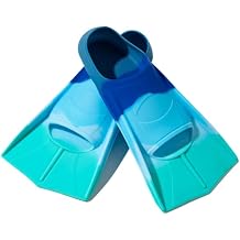 Unisex Swimming Fins Free Shape Flat Swimming Full Silicone Short Fin for Kids Lightweight Diving Equipment for Adults S Recommended Size 9.1-9.4 inches 23-24 cm, Five Color Blue
