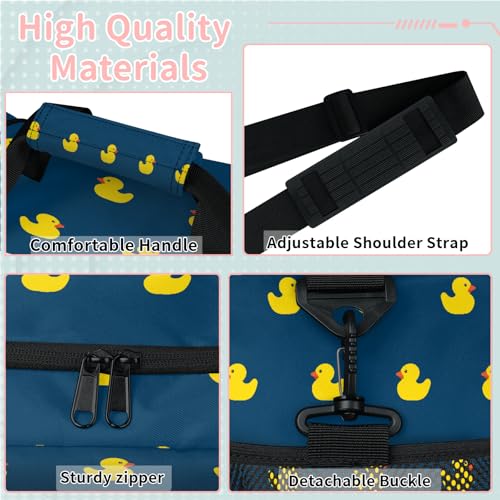 Yellow Duck Cute Travel Duffle Bag - Waterproof weekend luggage bag, men's sports and fitness bag, delivery hospital storage bag, overnight luggage bag with pull rod cover2