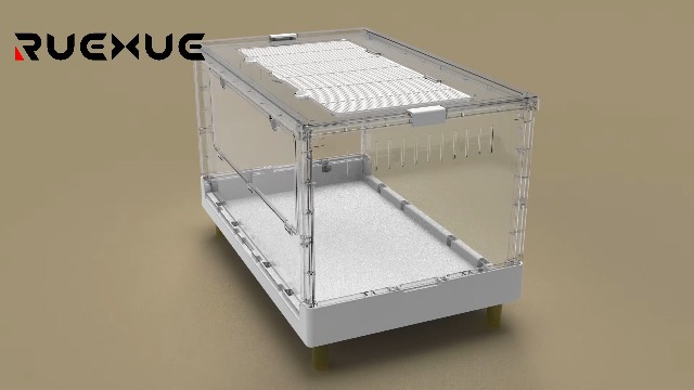 Amazon | Ruexue 大型 透明 ペットケージ 折り畳み式 組立簡単 前開き