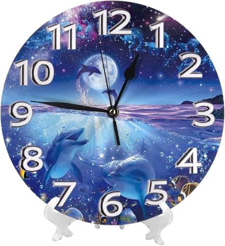Zateem 時計 おしゃれ 置き時計 かわいい 掛け時計 ラッセン 星に願いを 静音 時計 壁掛け 自宅 寝室 かけ時計 電池式 円形 インテリア 部屋飾り カフェ装飾 開店祝い 新築祝い 贈り物