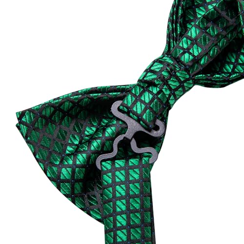 Image of Dubulle Mens Paisley Striped Bowtie Set Pre-tied Bowtie for Men and Pocket Square Set Wedding Business