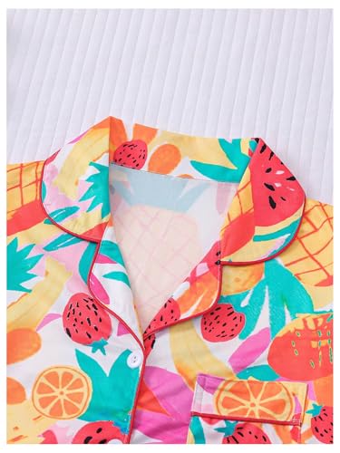 Image of Verdusa Women's 2 Piece Sleepwear Button Down Pajama Sets Short Sleeve Shirt and Shorts