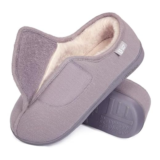 LongBay Women's Furry Memory Foam Diabetic Slippers Comfy Cozy Arthritis Edema House Shoes (9 B(M), Gray)