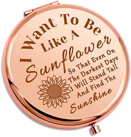 Inspirational Gifts for Girls Sunflower Compact Makeup Mirror Spiritual Floral Gifts for Women Daughter Granddaughter Friendship Gift for Sister Friend Motivational Gifts Birthday Gifts Compact Mirror