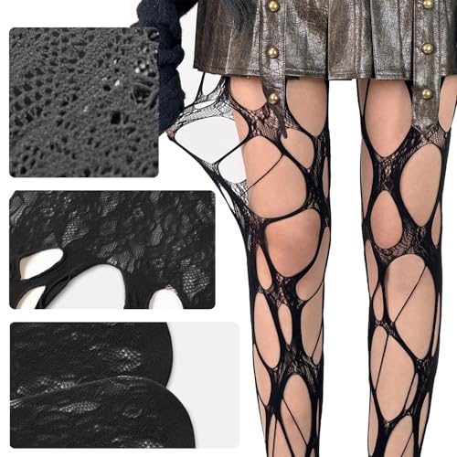 Image of Women's Ripped Tights for Women Y2K Pantyhose Goth Tights Leggings Fishnet Stockings